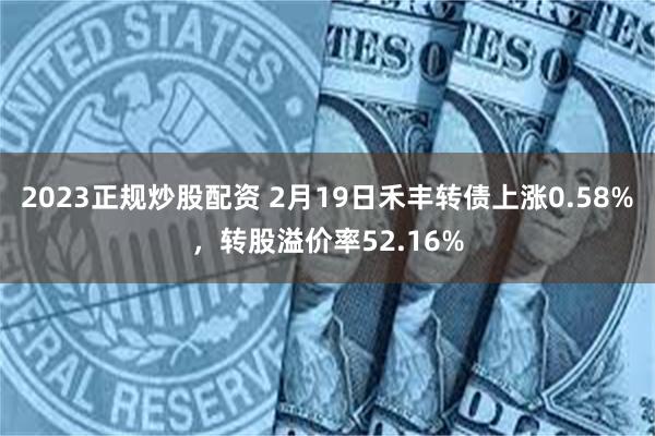 2023正规炒股配资 2月19日禾丰转债上涨0.58%，转股溢价率52.16%